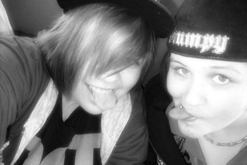 Amber & Candice - A picture of me, Amber, and my best friend Candice. We got bored on a school trip to CPA so we took random pictures on the bus. This being one of them.