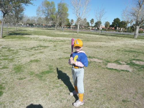 Chey in T-ball uniform - Chey in T-Ball uniform att he park