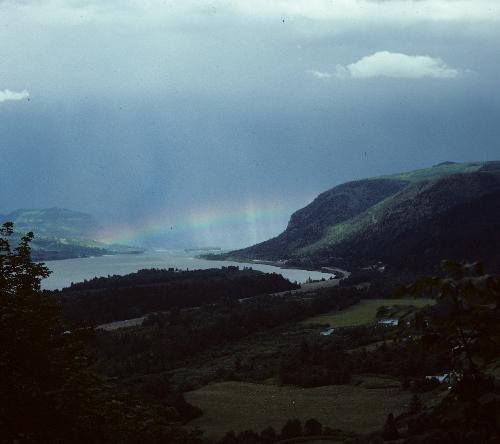 Rainbow Over the Columbia River, OR/WA, USA - The photo was taken in 1976.