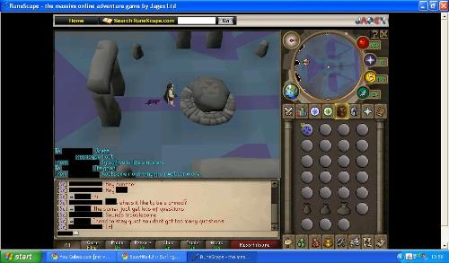 Runecrafting Laws - This is a picture of me making law runes in Runescape. I am trying to get 99, I am 79 runecrafting at the moment. I am also talking in a clan chat with friends.