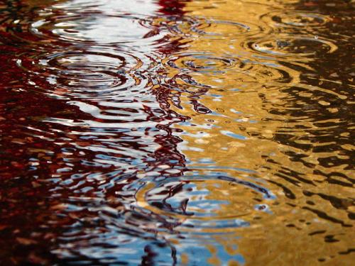 rain - a picture of rain - basically droplets of water falling onto a puddle.