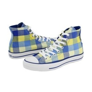 Blue Plaid Converse -  These are blue plaid high-tops. :]