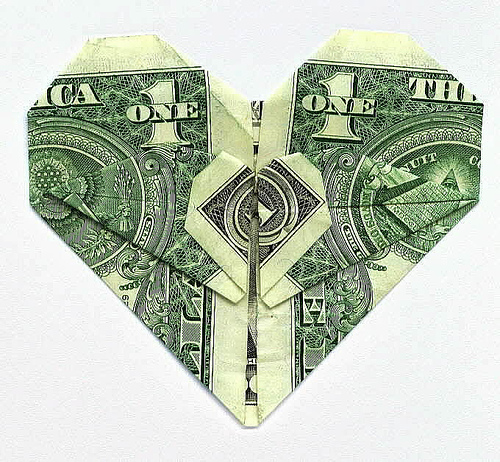 Dollar Heart - Dollar Heart by CMPalmer on Flickr.com via Creative Commons