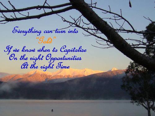 Golden Opportunities - A early morning scene over Lake TeAnau, NZ
