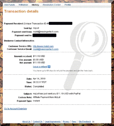Paid again from mylot - 2nd payment received.