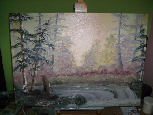 Abend auf Thera - oil painting-march 2010 by Merit Selket