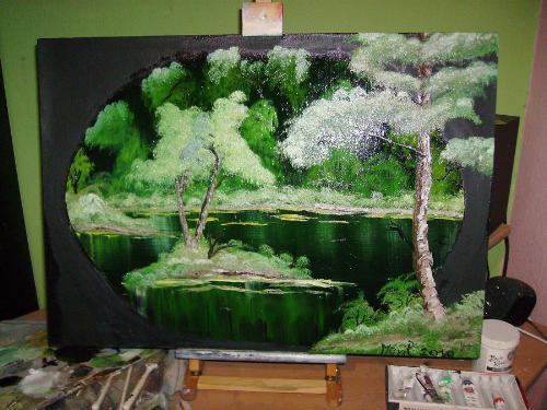 Smaragdwald - oil painting- march 2010 by Merit Selket