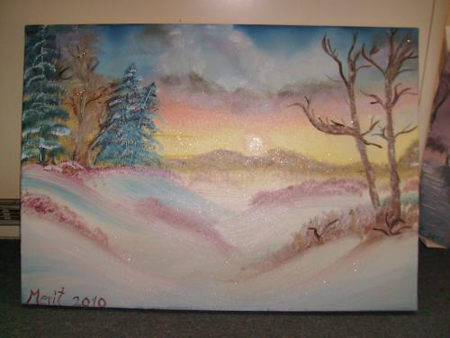 Ramonas Wintermorgen - oil painting- april 2010 by Merit Selket