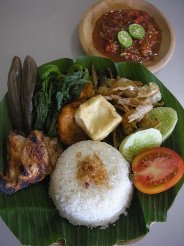 nasi tempong of banyuwangi - the cooked rice which served with chili sauce.