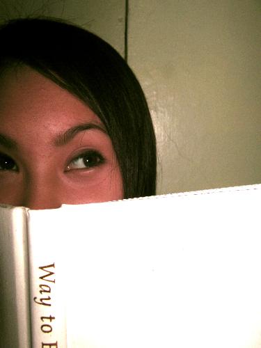 me posing with/reading a book - reading