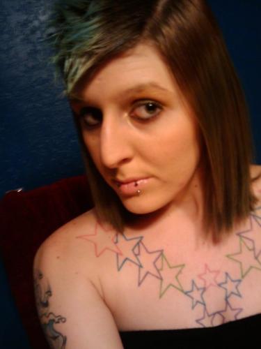 faux hawk - my hair witht he faux hawk up, and the tips dyed aqua