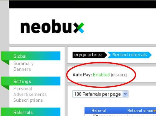 Neobux Autopay: Enable - Photo of Neobux Autopay: Enable or Disable