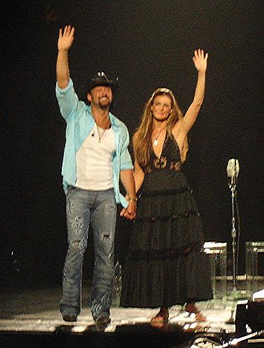 Tim McGraw and Faith Hill  - This is a picture from the Soul 2 Soul tour. It is Faith Hill and Tim McGraw in NC at their concert in 2006.