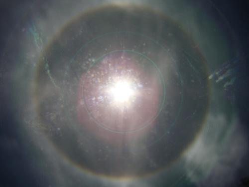 rainbow surrounding the sun - image taken on may 7, 2010 at about 12 noon.
