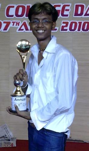 Rohith With Trophy - Its our mechanical trophy of this year (2009-2010)