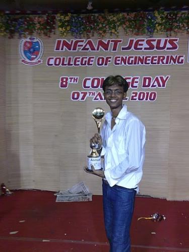 Rohith With Trophy - rohith with MECH Trophy