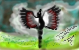 My other creation - yes, i created this bird resembling everything except peace, so its not a dove in any way or even slightly related to a dove, :), but what it was actually meant to be was death, i tried to make it look like it, but then imy mind started wandering (a dangerous thing for artists becasue they cant concentrate on what they are painting or drawing) and just painted *virtually* whatever sprang to mind and finished with dark cloudy background, please gimme your opinion on this one too, i would be so greatfull if someone communicated with me on my work,  happy-mylotting,