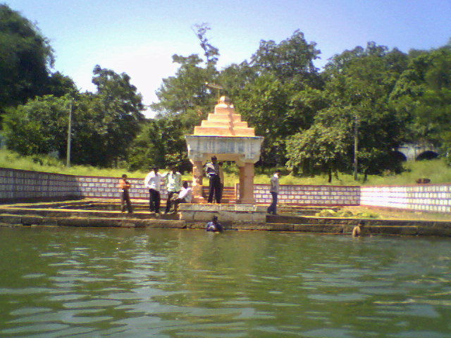 a temple place in India - it is a bathing place near temple, located in Andhra Pradesh, India.it is hundreds of years old temple . and daily hundreds of people visit this temple.