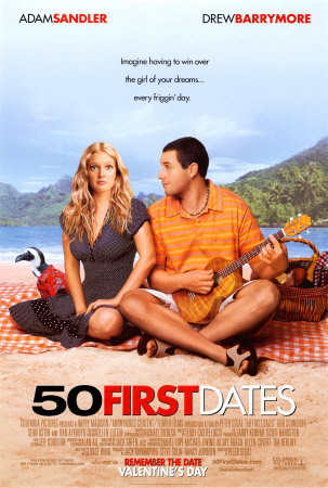 50 First Dates - Henry Roth (Adam Sandler) is a man afraid of commitment up until he meets the beautiful Lucy (Drew Barrymore). They hit it off and Henry think he’s finally found the girl of his dreams, until he discovers she has short-term memory loss and forgets him the very next day.