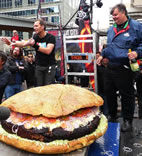 World's Largest burger - Saturday, May 8, 2010   Largest Hamburger - world record set by Chef Ted Reader