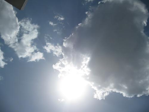 partial cloud  - partial cloud making half the area shady and half sunny,.