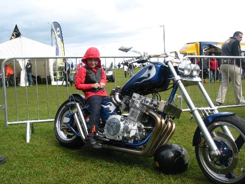 my mate Kevs bike which he built himself with my s - my mate kevs bike that he built himelf with my son sat on it