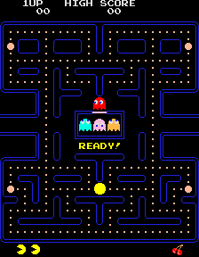 pacman - a screen shot of a pacman game, released by Namco in Japan on May 22, 1980.