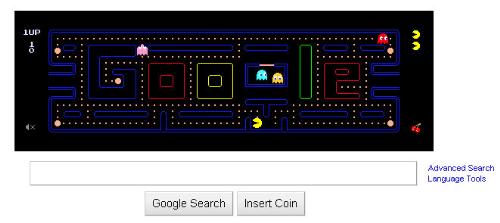 Google PAC-man logo - PAC-man 30th anniversary - Google logo