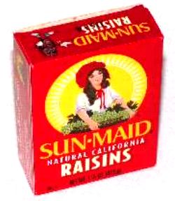 Raisins - A box of raisins, something that I have readily available at all times on my desk.
