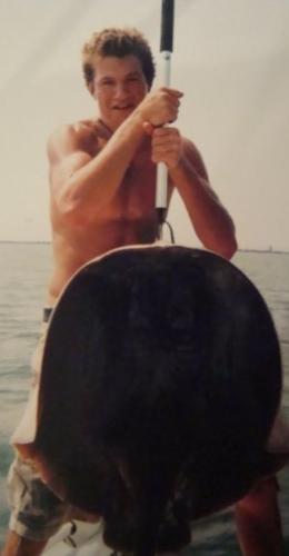 A stingray i caught off of the coast of tybee isla - I caught this stingray off the coast of tybee island georgia. And im very proud