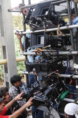 No. Of Cameras during a shoot - This was taken during a shoot of a Bollywood Movie. The number of cameras used amazes me