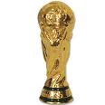 World Cup trophy. - This is the golden trophy that the winning soccer team will lift at the end of the World Cup competition. The World Cup finals are held every four years, each time in a different country.