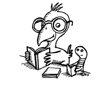 Reading book is good - Book worm,bookbird.