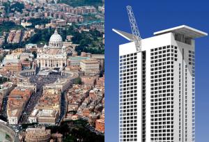 Rome - Only 23 buildings in Italy are 100m high or taller: St Peter's, left, is one of them and the Eurosky will join them Rome - Only 23 buildings in Italy are 100m high or taller: St Peter's, left, is one of them and the Eurosky will join them