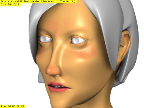 5th test render (Project Blood) - My 5th test render from 'Project Blood'.  I've decided to texture her first before rigging her with armatures. As you can see, I started with her face. I used 1012 x 1012 texture size save as a targa file. The texture is painted in Blender 3d also cuz I don't wanna switch between applications during texturing. It's a pain in the @ss.