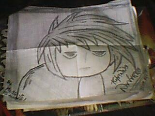 Here's my drawing - I just draw his profile picture...that anime guy is one of the character in death note that my crush really want.
