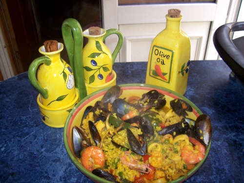 Paella - My attempt at a paella after visiting Spain - it just needed the Spanish sun, a jug of Sangria and a sexy waiter!!