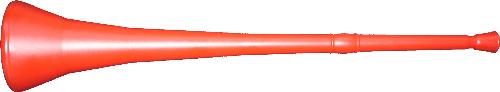 A Vuvuzela! - A red coloured vuvuzela!! Find this picture in some football related site....