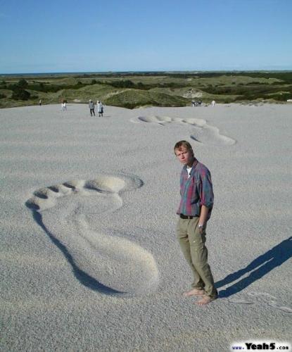 Foot prints in the sand - Now these are foot prints.BIG FOOT PRINTS!