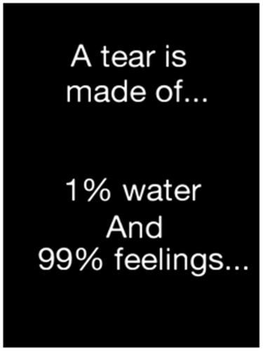 A Tear (must read) - 'A Tear is Made of 1 % Water and 99 % Feelings' If you like it please give a reply!