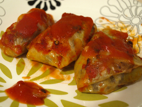 Stuffed Cabbage Rolls -  Cabbage rolls stuffed with minced meat