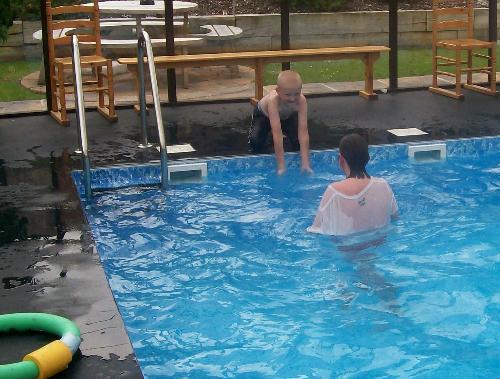 My son and grandson enjoying the pool - It's a struggle keeping it going but worth it for he kids!!