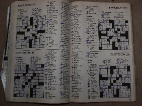 crosswords - This is the crossword puzzles I just completed and as you can see I didnt finish any of them I was very frustrated!