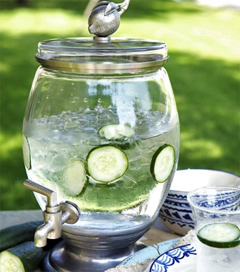 Cucumber Water - Just try adding a couple of round slices of scrubbed cucumber (not peeled) to a glass pitcher of ice water. 