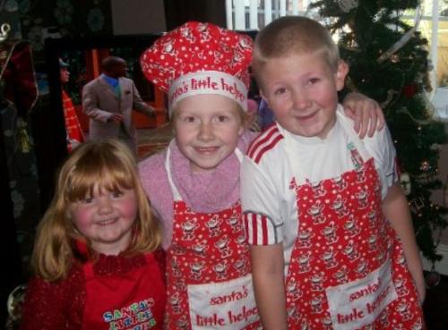 Ready to cook the Christmas goodies!! - My Three grandchildren ready to make mince pies for Santa!!