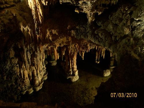 Stalactites - Here is a photo I took while exploring the Luray Caverns in Luray, Virginia yesterday with my husband. The formations are called Stalactites, which hang from the ceilings in limestone caves.