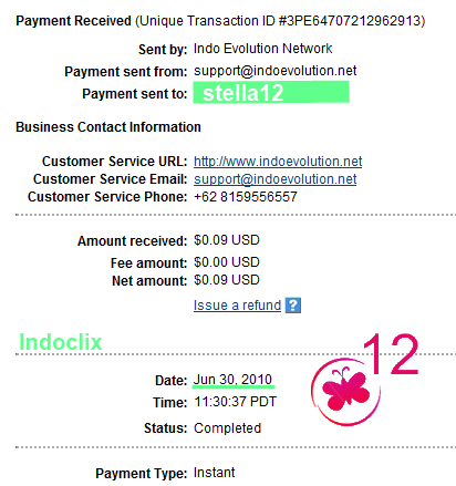 IndoClix Payment Proof - My first payment!! :D Only 10cents cashout