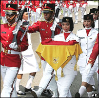 Indonesia - Sophisticated kingdoms existed before the arrival of the Dutch, who consolidated their hold over two centuries, eventually uniting the archipelago in around 1900.  After Japan's wartime occupation ended, independence was proclaimed in 1945 by Sukarno, the independence movement's leader. The Dutch formally transferred sovereignty in 1949 after an armed struggle. Long-term leader General Suharto came to power in the aftermath of an abortive coup in 1965. He imposed authoritarian rule while allowing technocracts to run the economy with considerable success. But his policy of allowing the army to become involved in all levels of government down to village level fostered corruption. His 'transmigration' programmes - which moved large numbers of landless farmers from Java to other parts of the country - fanned ethnic conflict.  Suharto fell from power after widespread rioting in 1998 and has so far escaped efforts to bring him to justice for decades of dictatorship. Post-Suharto Indonesia has made the transition to democracy. Power has been devolved away from the central government and the first direct presidential elections were held in 2004.  But the country faces demands for independence in several provinces, where secessionists have been encouraged by East Timor's 1999 success in breaking away after a traumatic 25 years of occupation. Militant Islamic groups have flexed their muscles over the past few years. Some have been accused of having links with Osama Bin Laden's al-Qaeda organisation, including the group blamed for the Bali bombings of 2002 which killed 202 people.  Lying near the intersection of shifting tectonic plates, Indonesia is prone to earthquakes and volcanic eruptions. A powerful undersea quake in late 2004 sent massive waves crashing into coastal areas of Sumatra, and into coastal communities across south and east Asia. The disaster left more than 220,000 Indonesians dead or missing.