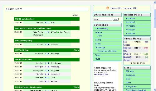 Pisqa live score screen shot - I took screenshot of live score page... As it is fifa fever time so people often visit this page...