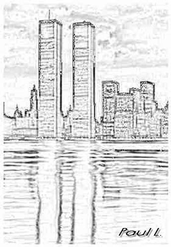 Twin Towers - A sketch of the Twin Towers. Location: New York City